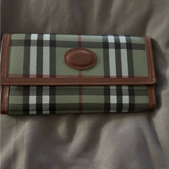 Handbags - (Wallet) Plaid Wallet with Brown Trim